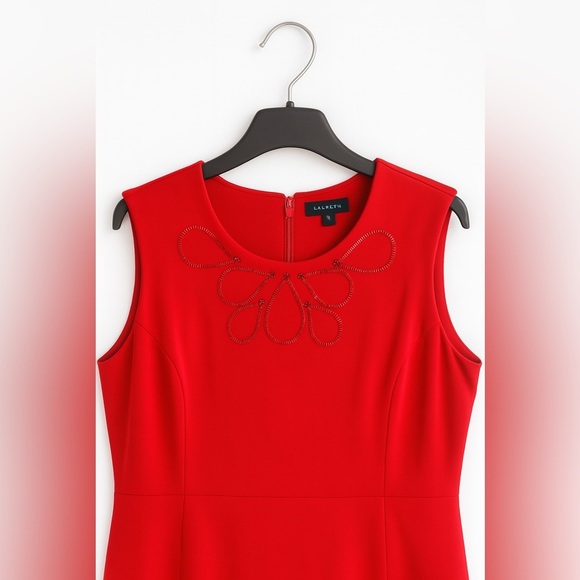 Land’s End Red Sheath Dress | Size 14 | Jeweled Sleeveless Classic & Flattering - Picture 4 of 5